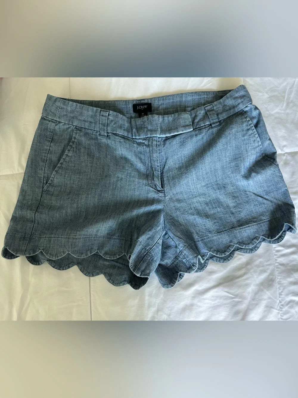 J. Crew Light Chambray Scallop Hem Shorts